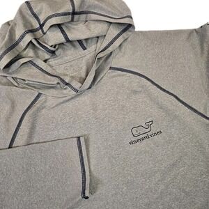 Vineyard Vines Performance Long Sleeve Hooded Top Men's Size‎ MEDIUM Gray